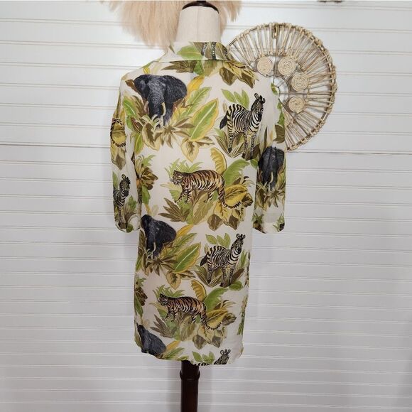 RJ Collection 100% Silk Safari Shirt Small - Picture 6 of 10